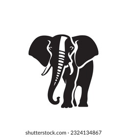 elephant black and white vector illustration 