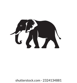 elephant black and white vector illustration 