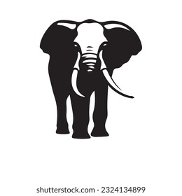 elephant black and white vector illustration 