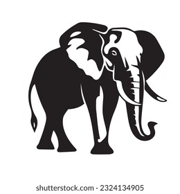 elephant black and white vector illustration 