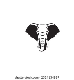 elephant black and white vector illustration 