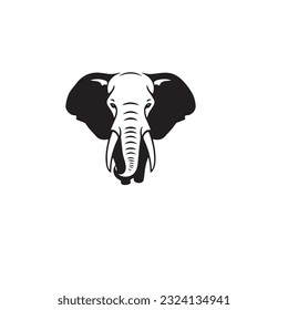 elephant black and white vector illustration 