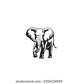 elephant black and white vector illustration 