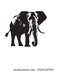 elephant black and white vector illustration 