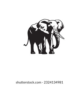 elephant black and white vector illustration 