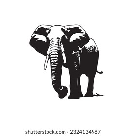 ilustración elefante vectorial en blanco y negro 