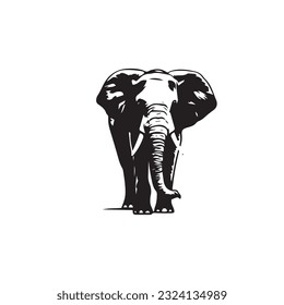 elephant black and white vector illustration 