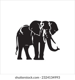 elephant black and white vector illustration 