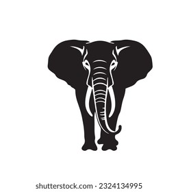 elephant black and white vector illustration 