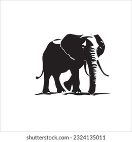 elephant black and white vector illustration 
