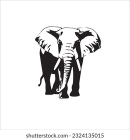 ilustración elefante vectorial en blanco y negro 