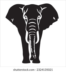 elephant black and white vector illustration 