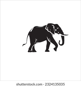 elephant black and white vector illustration 