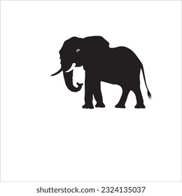 elephant black and white vector illustration 