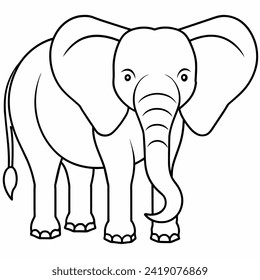 elephant black and white vector illustration for coloring book	