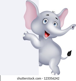 Elephant with blank sign