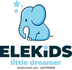 Elephant Blue Cute Funny logo