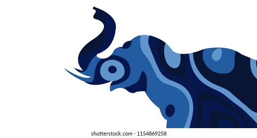 elephant blue style Abstract illustration vector