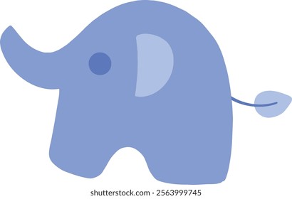 an elephant with a blue trunk and a small head