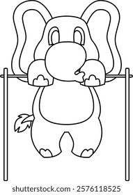 Elephant Bodybuilder Pull ups Bodybuilding Animal Vector Graphic Art Illustration