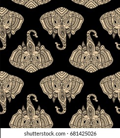 Elephant Boho Pattern in Black and White