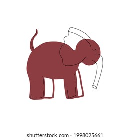Elephant in boho style.Cute book illustration, vector, hand drawn.
