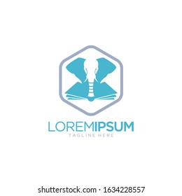 Elephant With Book Logo Vector Template