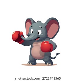 Boxe de elefante em luvas vermelhas caráter cruel para desenhos animados infantis