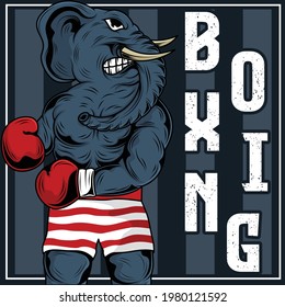 elephant boxing mascot illustration design