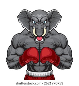 design de ilustração de vetor de mascote de boxe de elefante