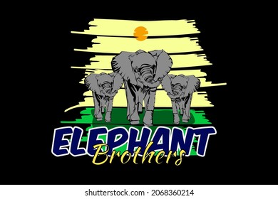 elephant brother hand draw vintage design
