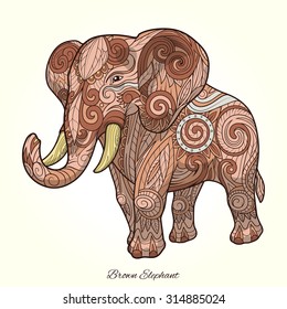 Elephant brown ornament ethnic vector illustration, tribal,
tattoo, animal, art, stencil, abstract, design