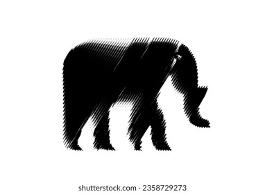 Elephant brush art isolated with white background