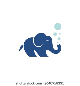elephant with bubble water logo mascot