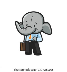 elephant businessman vector character, with tie and bag