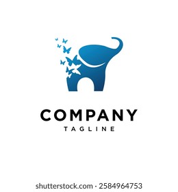 Elephant and Butterfly Logo Icon vector