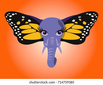 Elephant and Butterfly mutant illustration
