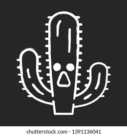 Elephant cactus chalk icon. Pachycereus with astonished face. Wild cacti. Mexican flora giant cardon. Amazed plant. Succulent plant. Houseplant. Isolated vector chalkboard illustration svg