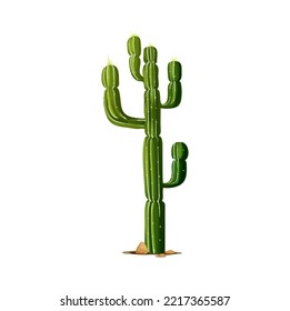 Elephant cactus, tropical succulent grown in desert isolated cartoon indians cacti with thorns. Vector prickly plant tall spiky tree, scandinavian or mexican cardon with spikes. Giant cacti plant svg