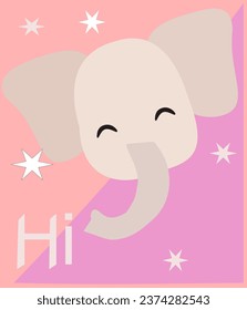 Elefante llama a hi, ilustración vectorial, animal
