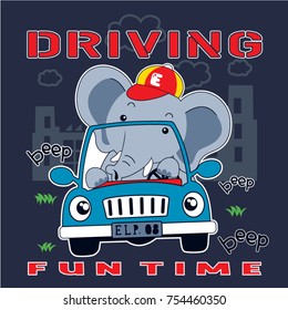 elephant and car cute cartoon,vector illustrations