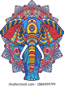 Elephant card. Frame of animal made in vector. Illustration for design, pattern, textiles. Hand drawn map with Elephant and mandala. Use for children clothes, pajamas svg