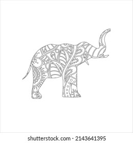 Elephant card. Frame of animal made in vector. Illustration for design, pattern Hand drawn with Elephant and mandala. Use for children clothes, t shirt designs ,Decorative elephant illustration