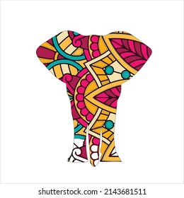 Elephant card. Frame of animal made in vector. Illustration for design, pattern Hand drawn with Elephant and mandala. Use for children clothes, t shirt designs ,Decorative elephant illustration