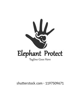 Elephant care logo design template. Elephant protection icon, Vector illustration