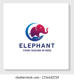 elephant care logo design template vector, animal brand logo template inspiration