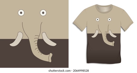 Elephant cartoon, animal motif image, graphic design for t-shirts vector