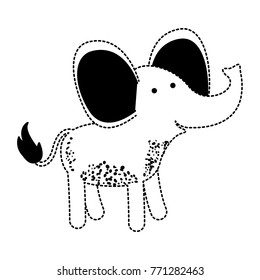 elephant cartoon in black dotted silhouette