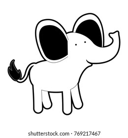 elephant cartoon with black sections silhouette and thick contour