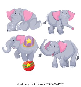 personaje de dibujos animados elefantes lindo vector